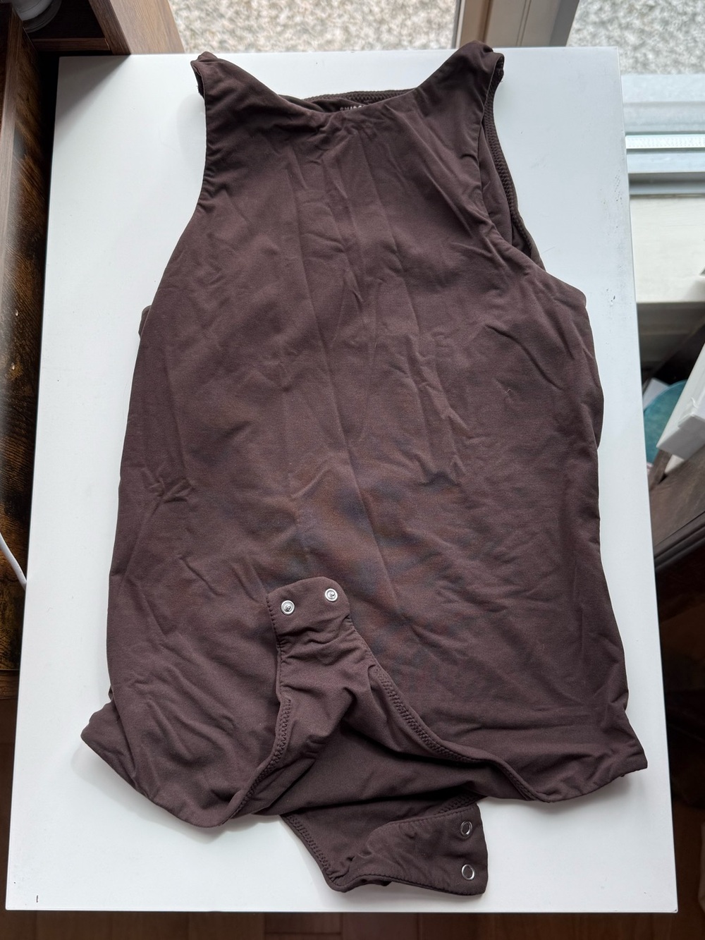 Skims Fits Everybody High Neck Bodysuit Brown